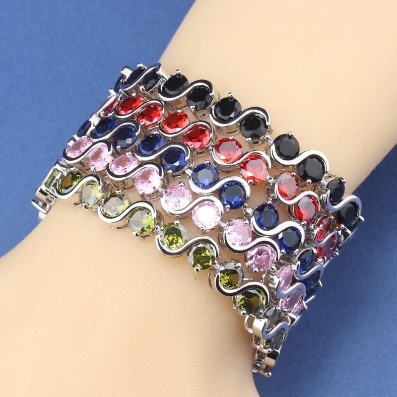 Original Feiner Schmuck & Accessoire 10-Farben Zirkon Italienisches Charm-Armband für Frauen/Mädchen Mode Geschenk