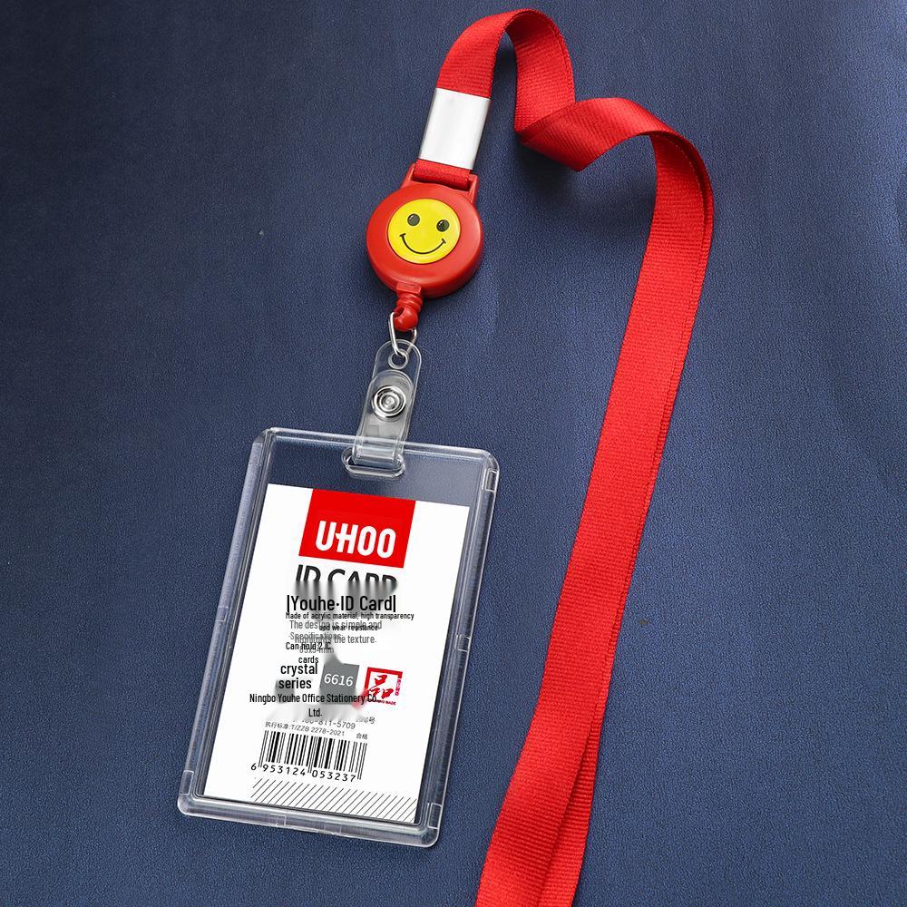 Acrylic Stretchable Badge Holder with Retractable Lanyard for Student or Employee ID Cards