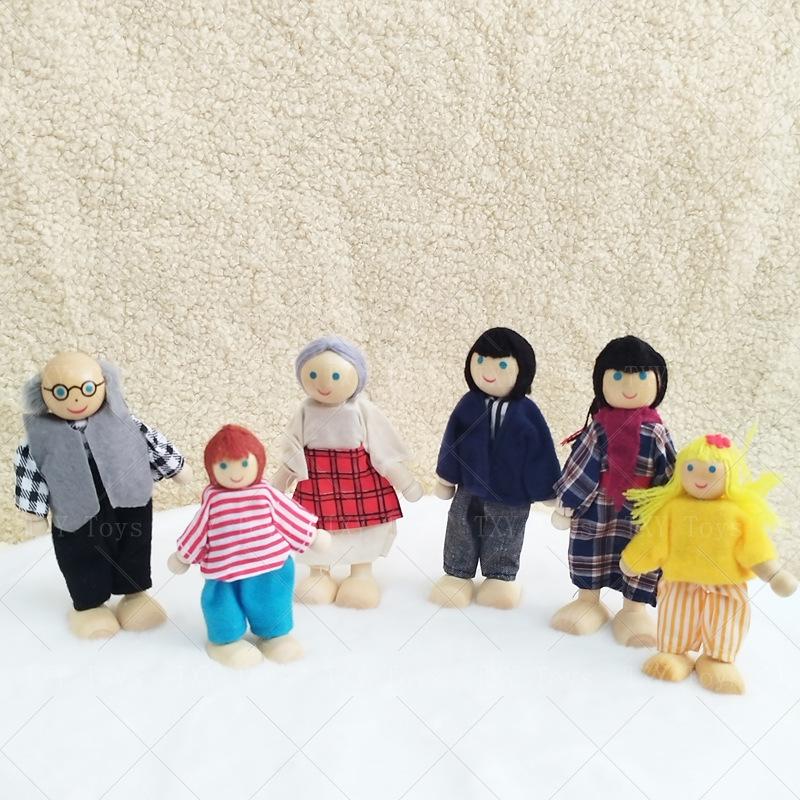 Plaid Handmade Fabric & Wood Grid Doll Figurines – Cute Mini Ornaments for Playhouse Decor