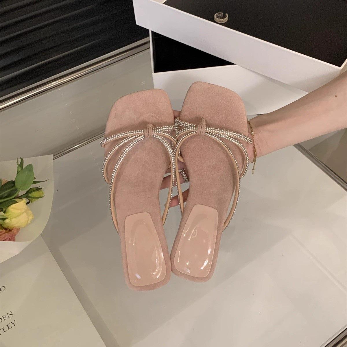 

Летние женские шлепанцы с французским носком, новые в сказочном стиле 2025 года, сандалии с юбкой, красивые пляжные шлепанцы 40 розовый
