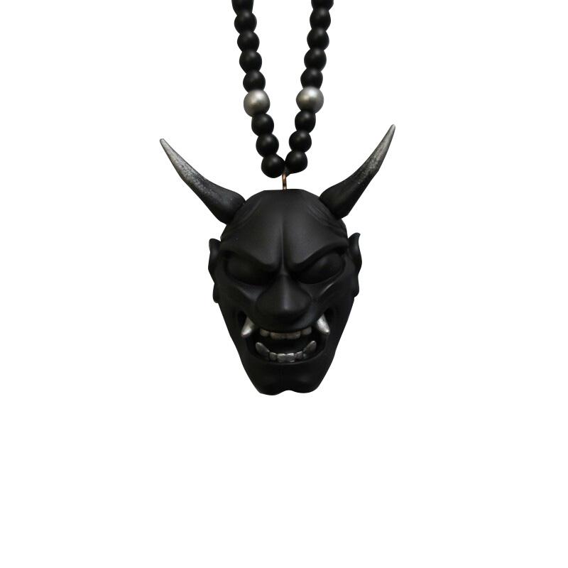 1Pc Hannya Helmet Japanese Oni Charm Hanging Pendant Samurai Car Accessories Auto Ornament Rear View Mirror