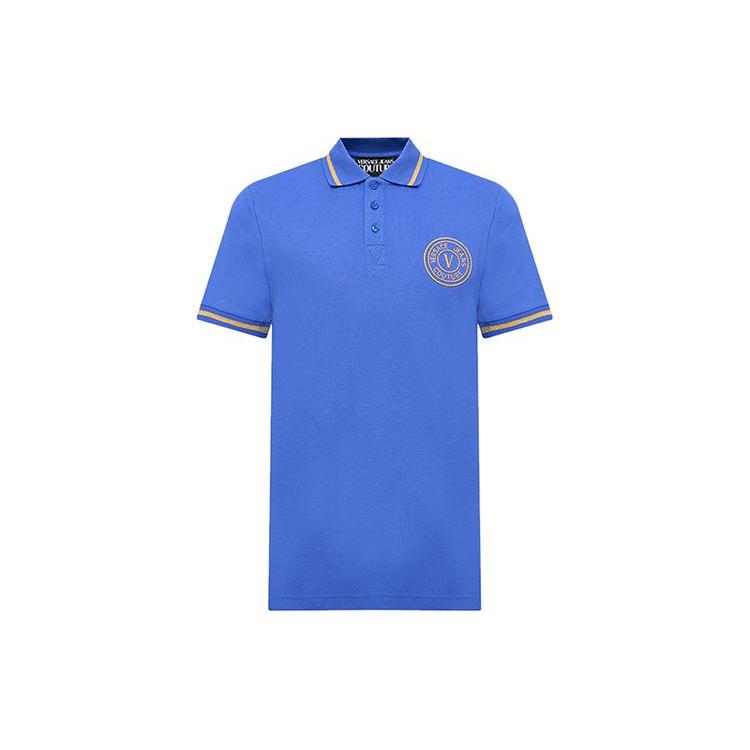 VERSACE JEANS COUTURE SS24 Polo Shirt Men's Royal Blue 76GAGT02-CJ01T-G20
