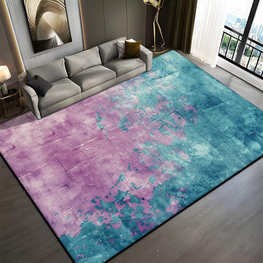 Moderne Schwarz Grau Große Wohnzimmerteppiche Abstrakte Dekoration Sofaseite Rutschfester Teppich Schlafzimmer Bettseite Waschbare Weiche Bodenmatte