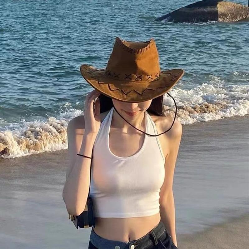 Chapéu de cowboy ocidental infantil verão exterior proteção solar viseira viagem chapéu de cavaleiro aba larga chapéu jazz masculino