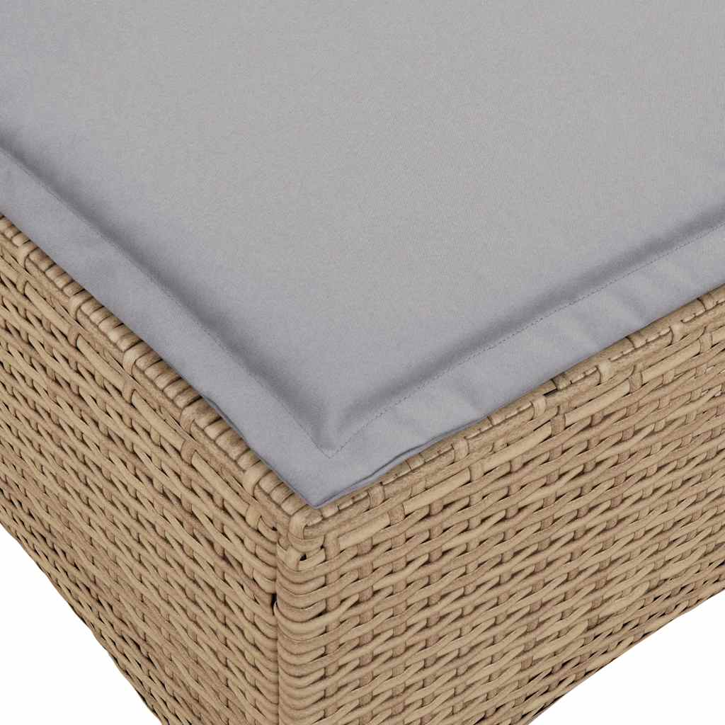 Garden Sofa with Reclining Function L Shaped Beige Poly Rattan