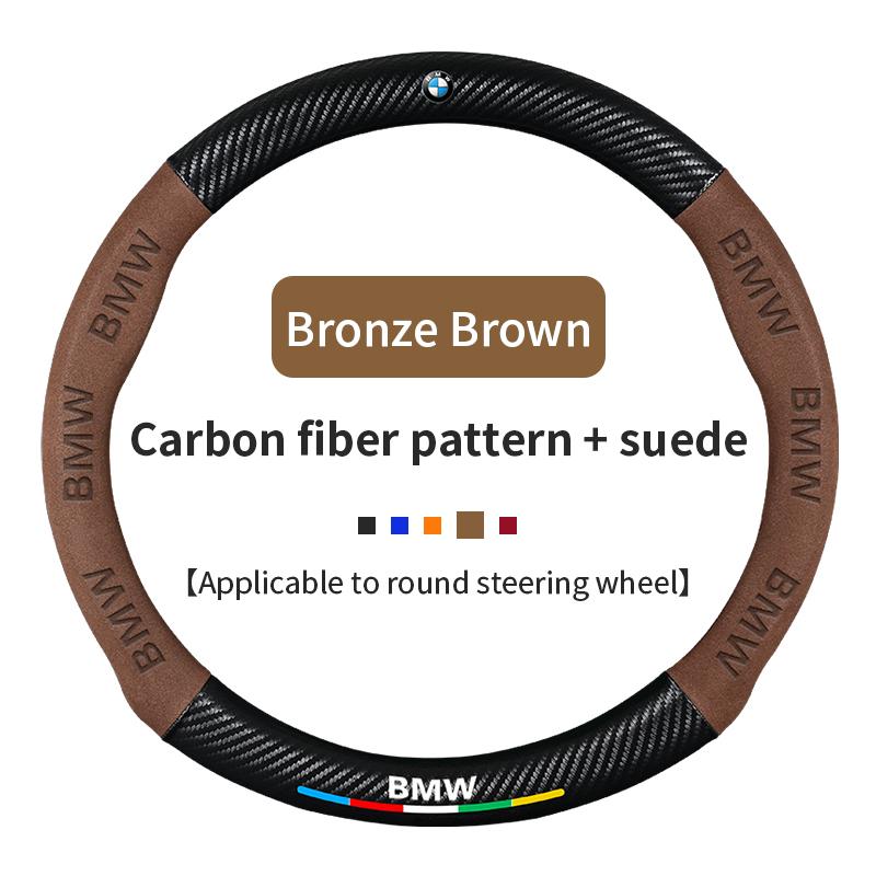 AXLUY1 For BMW M Power X3 X4 X5 X7 E36 E39 E46 E60 E65 E90 F10 F15 F20 F25 F30 G20 G30 G05 Car Carbon Fiber Suede Steering Wheel Cover
