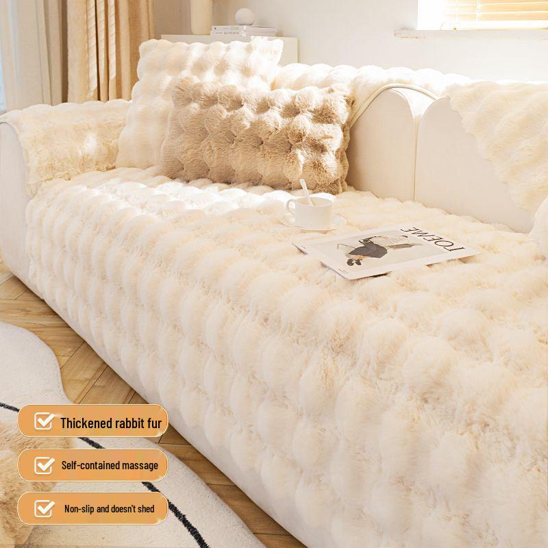 A-Grade Rabbit Plush Winter Sofa Cushion & Cover 2025