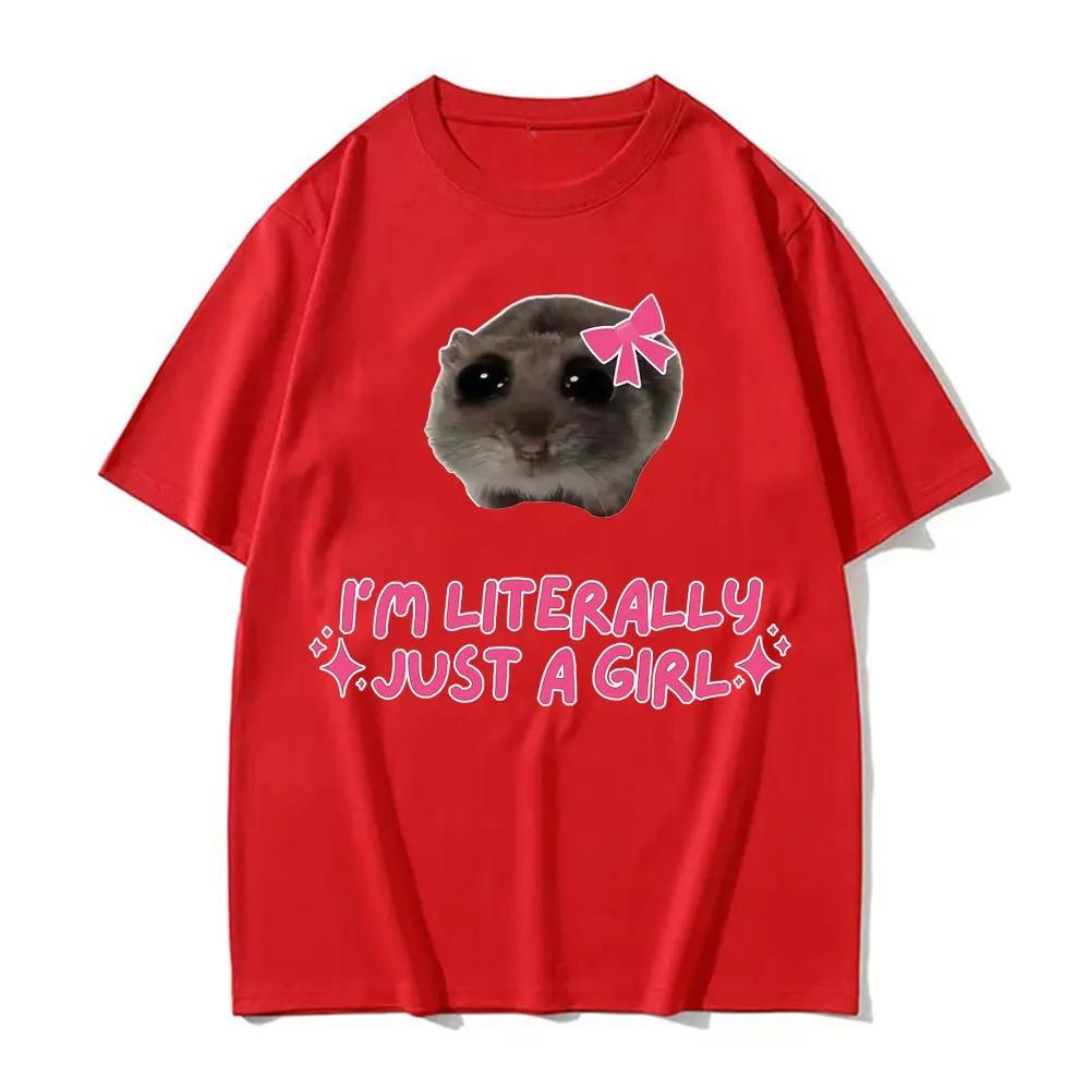 Im Literally Just A Girl Hamster Funny Meme Tshirt Y2k Women Clothing Cute Casual Harajuku Classic Tops Fashion Kawaii Tee Top