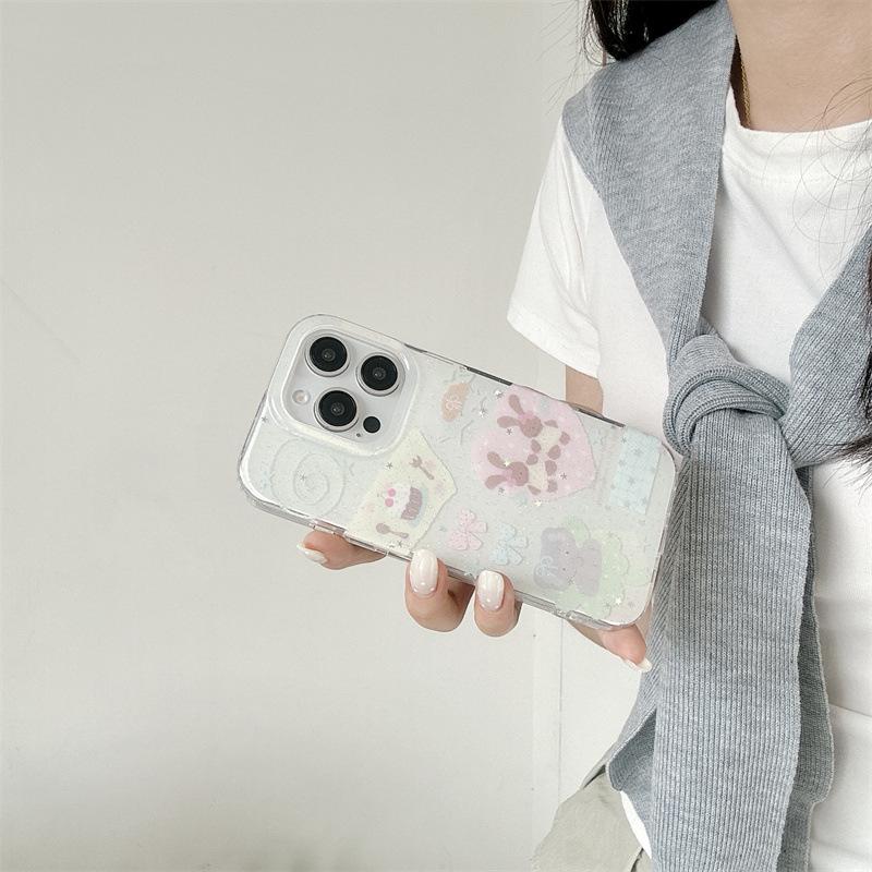 High-End Glitter Rabbit Elephant Phone Case for iPhone 17, 16 Pro Max, 15, 14