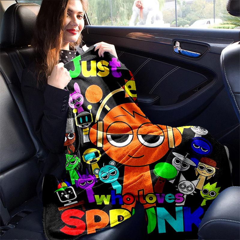 1pc, "Sprunk Lovers' Rainbow Character Print Blanket, Perfect for Home Decor, Couch Cover, Travel, Camping, Car, Beach, Office Nap, Gift Idea"B061