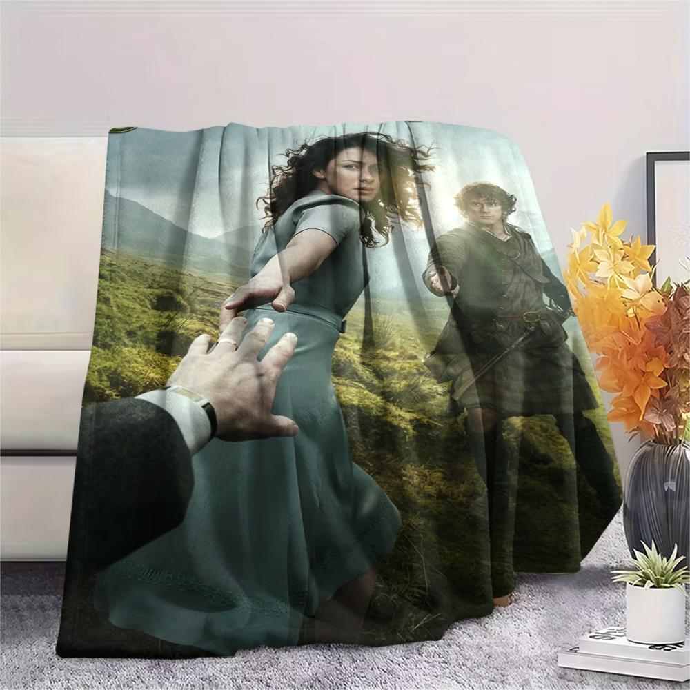 1PC Custom Name Outlander Patterned Flannel Blanket Suitable For All Seasons for Home Decor Warmth and Comfort Gifts Holiday Present