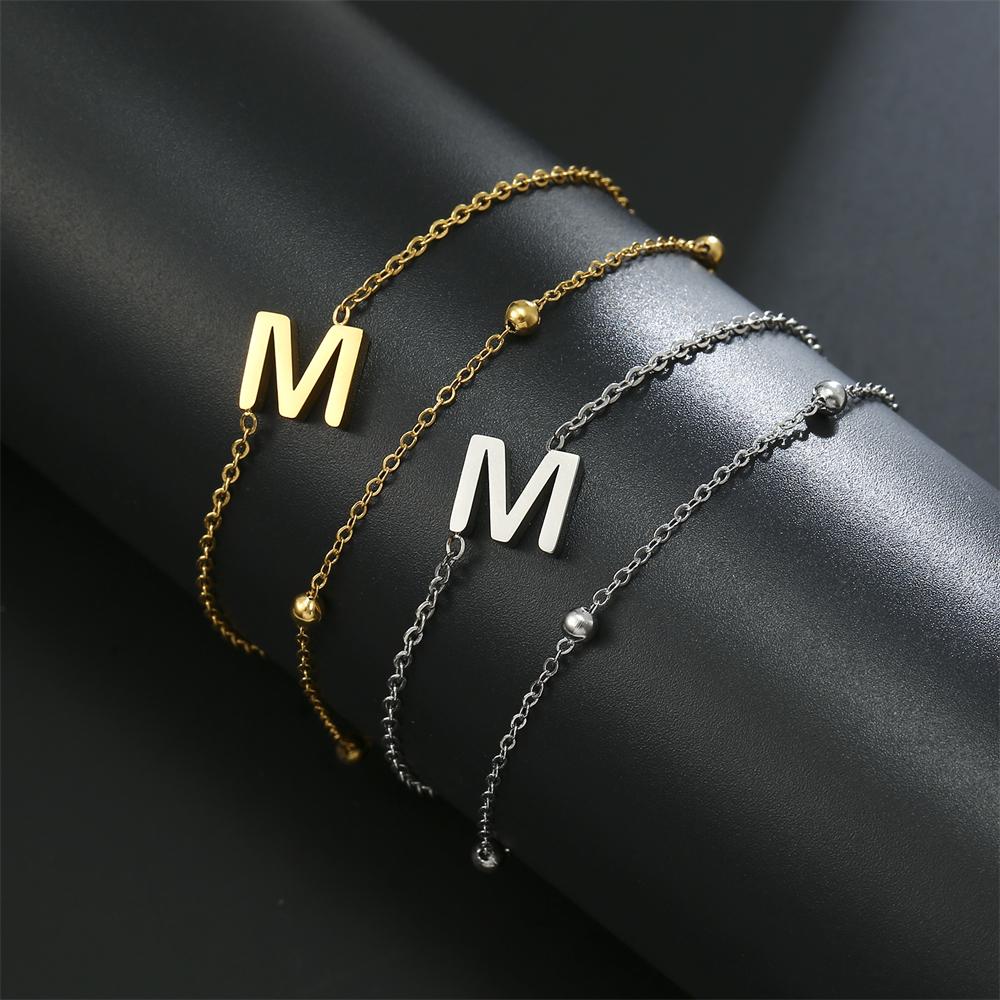 Cazador Stainless Steel Initial Letter Double Chains Bracelet for Women A-Z Alphabet Jewelry 2026 Bracelet On Hand Birthday Gift