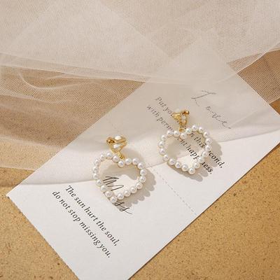 Trendy Heart Pearl Ear Clips – No-Piercing, Elegant Triangle Design for Women