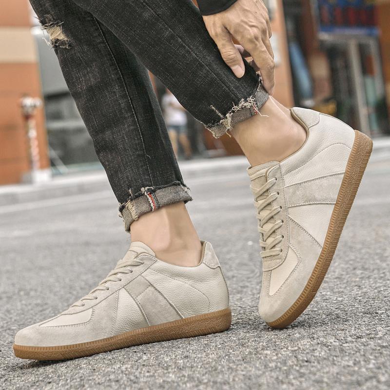 Classic Elevator Shoes High Quality Men Suede Leather Patchwork Casual Shoes Lace Up Round Toe Outdoors Lift Sneakers Zapatillas