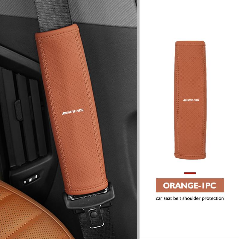 CSF1   Leather Car Seat Belt Cover Shoulder Protection Strap Pad For Mercedes Benz AMG W202 W212 W213 W220 W221 W222 C180 C200 C260