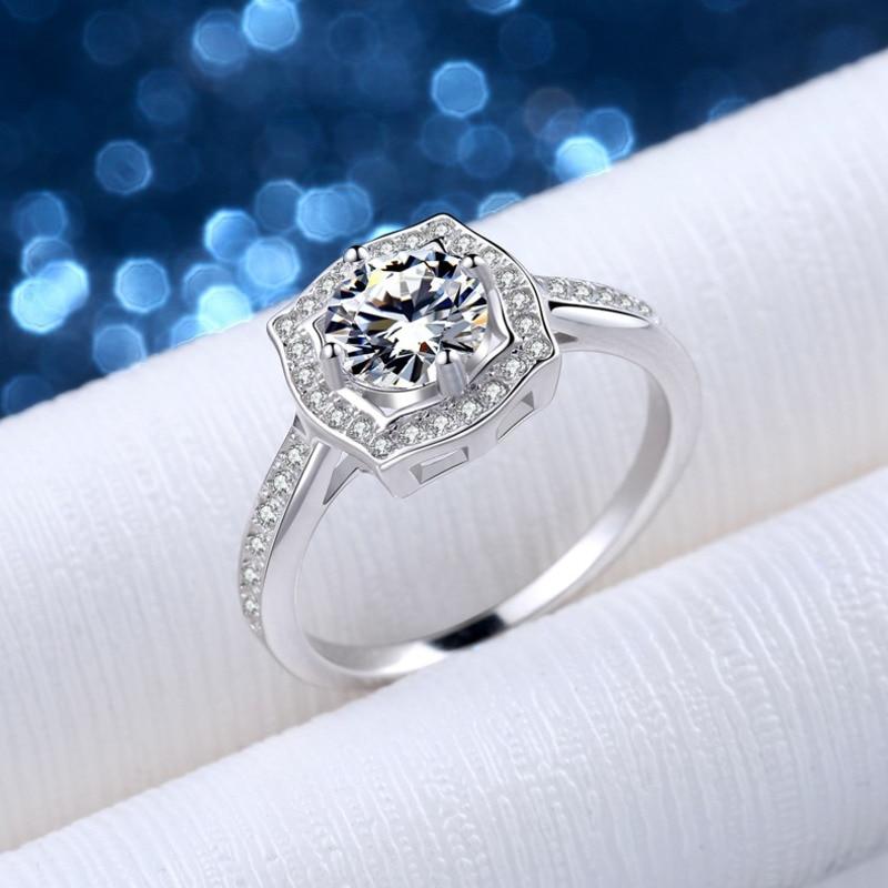 BagueRingen Trendy Sterling Silver S925 Wedding Ring 2ct D-COLOR Moissanite Jewelry For Women GRA Certificate