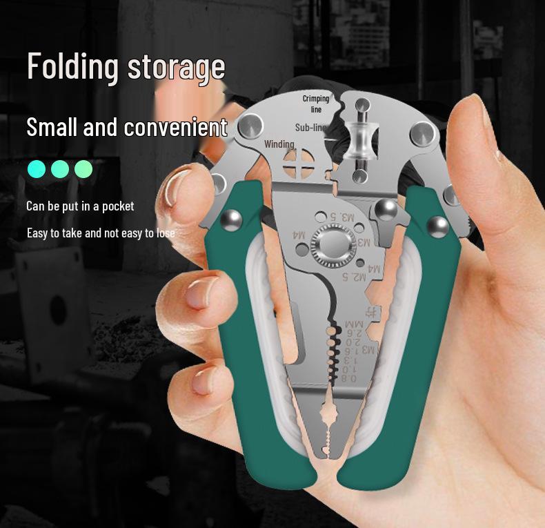 26-in-1 Multi-Function Electrician Wire Stripper: Foldable Tool for Stripping, Pulling, and Splitting Wires