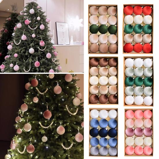 15 Pcs Christmas Ball Ornaments Lightweight Shatterproof Velvet Balls Reusable Festive Hanging Decorations for Home Xmas Tree