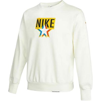 Nike Moletom Masculino de Manga Comprida com Gola Careca e Estampa de Logotipo de Cor Sólida Branco DV7975-133