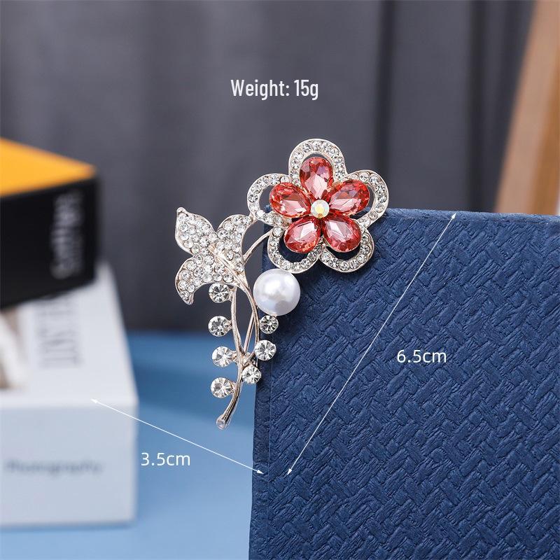 High-End Rose Red Chinese Flower Brooch: Classical Pin for Women's Qipao & Coat Accessories