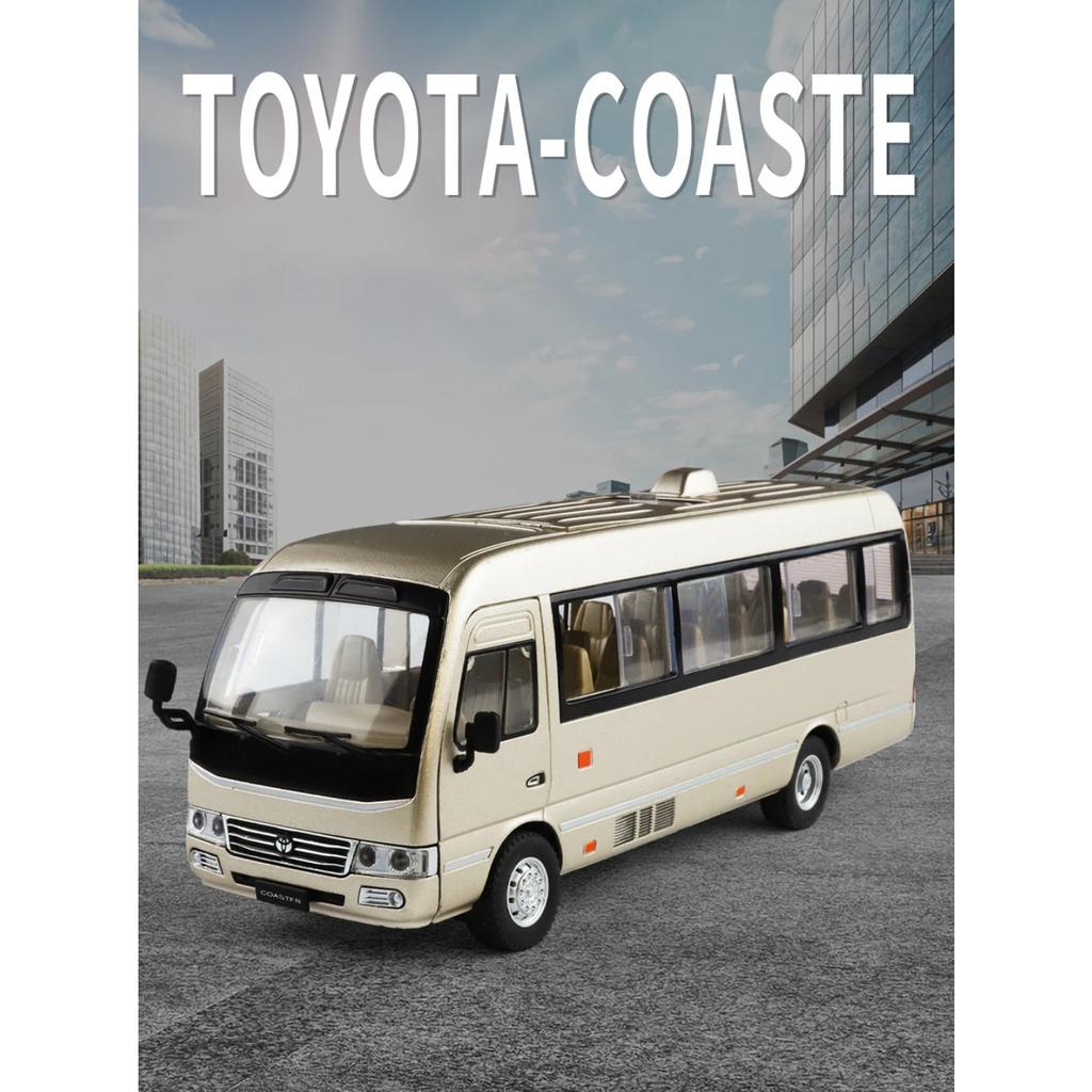 1/24 Toyota Coaster BUS Alloy Car Model Sound and Light Pull Back Children's Toy Collectibles Birthday Gift