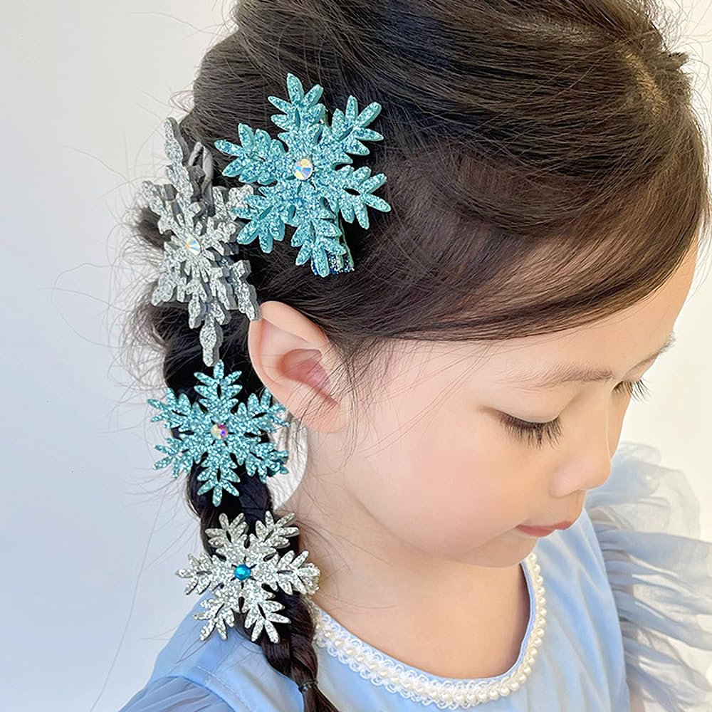 LIANHATA 6-teiliges Haaraccessoire-Set, Eiskönigin Cosplay Schneeflocken-Haarspangen für Kinder und Erwachsene, Perfekt für Weihnachtsfeiern, Schulfeste und