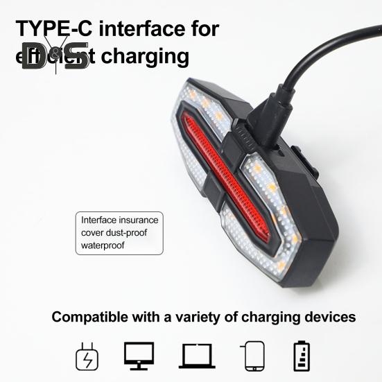 Bicycle Tail Light Adjustable LED Remote Control MTB Road Mountain Bike Turn Signal Lamp Waterproof Rechargeable Bright Night Riding Bike Warning