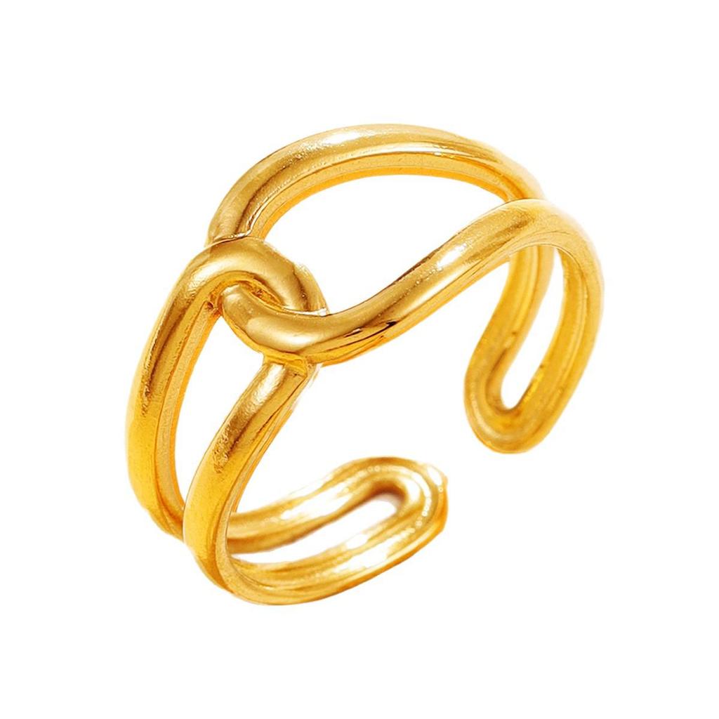 Versatile Simple Intersecting Lines Stainless Steel Ring with Oil Press Finish