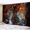 Psychedelic Tapestry Forest Trees and Stars Bedspread Wall Hanging Home Decor