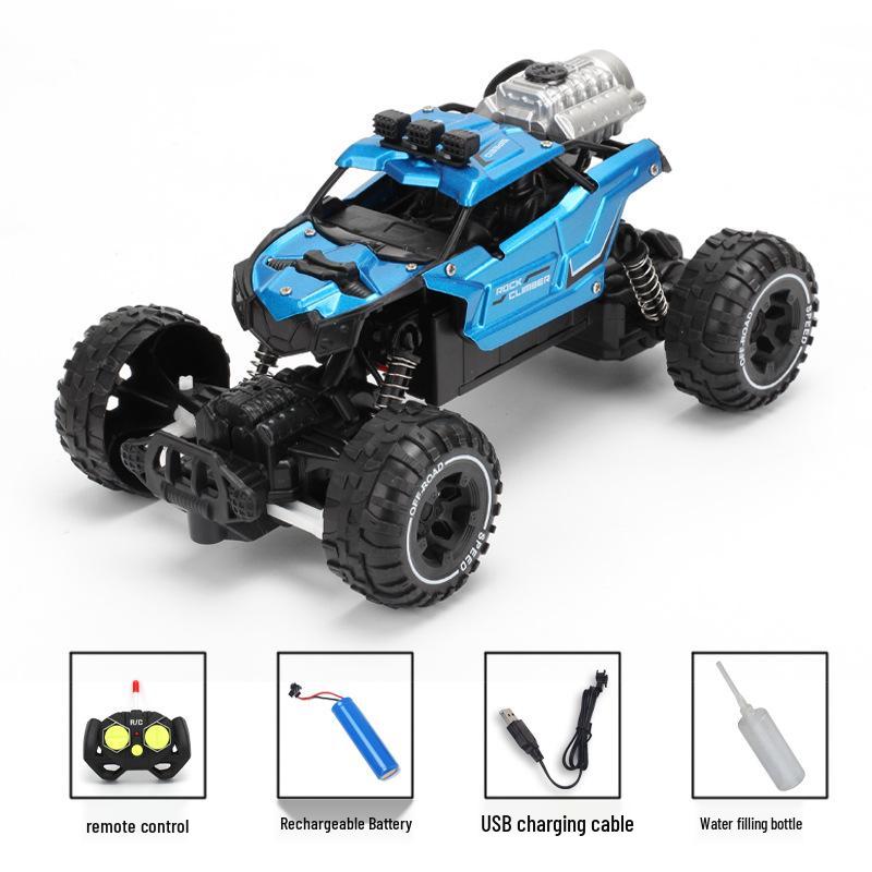 Remote Control Car for Kids: Cool Spray, Climbing Alloy, Rechargeable, Electric 4WD with Lights, Gift-Ready.