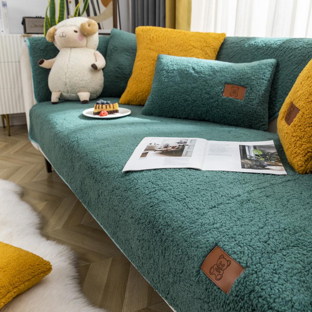 

Подушка на диван из овечьей шерсти Amazon Зимняя утолщенная подушка Новый нескользящий чехол для гостиной Подушка для сиденья 70*70cm зелёный