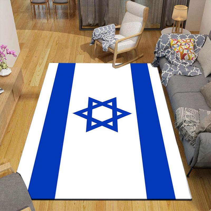 1Pc Blue White Israeli Flag Rug Office Carpet Indoor Outdoor Doormat Nonslip Soft Comfortable Living Christmas Halloween Xmas Gift D924500