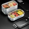 Bento Lunch Box a Doppio Strato in Acciaio Inossidabile, Contenitore Adatto al Microonde per Ufficio e Studenti