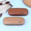 1Pc Pu Leather Eyeglass Box Wood Grain Hard Kit Holder Metal Reading Glasses Case For Men And Women Pu Leather Eyeglass Box