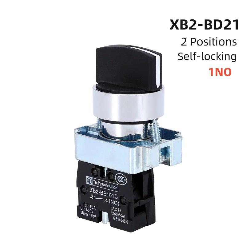 22mm XB2-BD21 BD33 BD41 BD53 1NO/2NO/1NO1NC 2/3 Position Self Locking / Self Resetting Selector Knob Switch