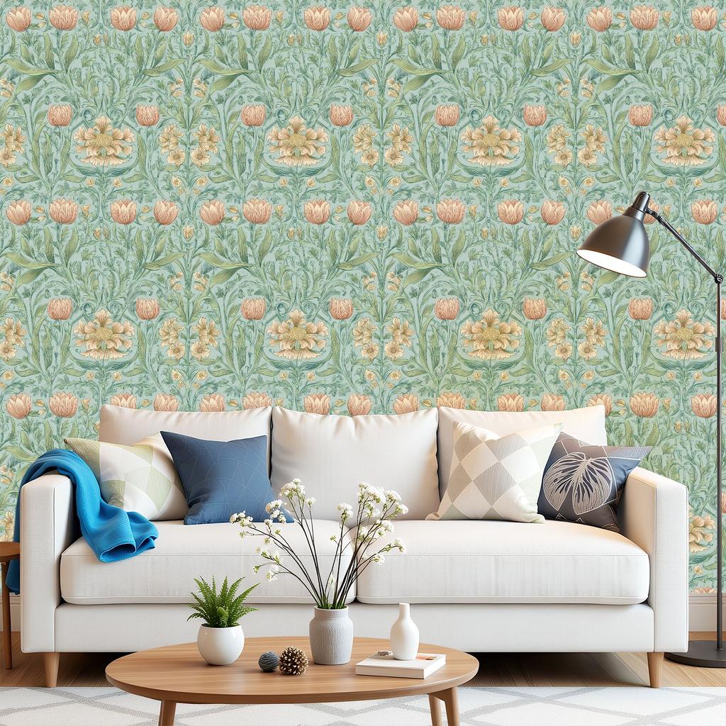 Vintage Floral Botanical Pastel Wallpaper 22.83"X118" Waterproof Wallpaper for Living Room/Bedroom/Bathroom PVC Wall Sticker
