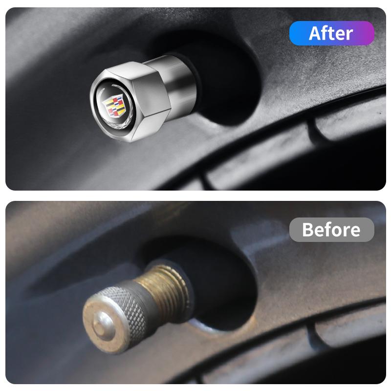 4PCS Car Wheel Tire Valve Caps Tyre Rim Stem Covers For Cadillac Escalade Deville DTS ATS BLS CT4 CT6 CTS EXT SLR SRX XLR XT4