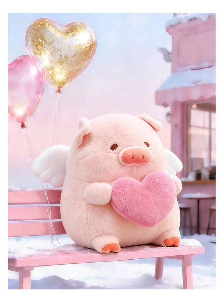 Lulu Pig Heart Plush Doll – Cute Pig Toy Pillow & Birthday Gift