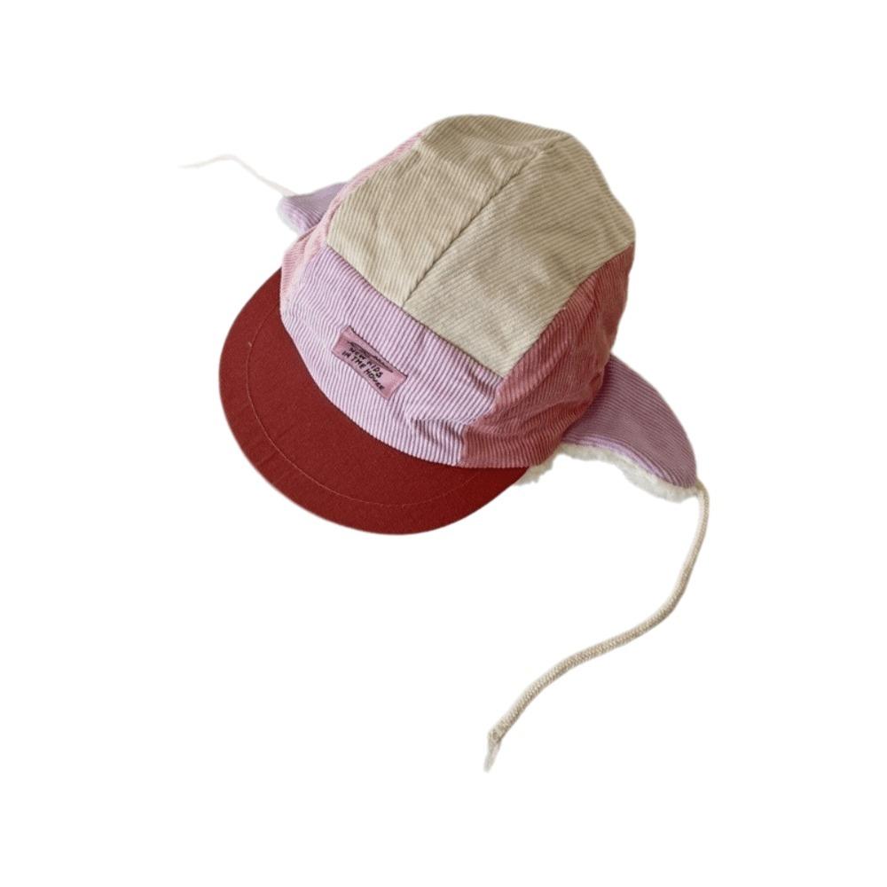 Corduroy Warm Ski Hat Plush Lining Winter Kids Hat Baby Accessories Trapper Hat Skiing Activity