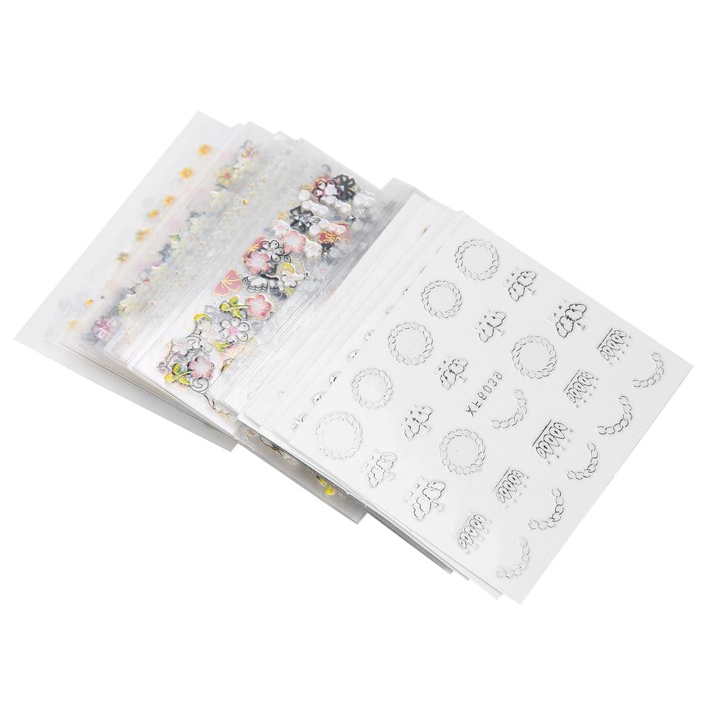 50 Blatt Nagelkunst-Sticker Selbstklebend Blume Luxus Dekorationen DIY Stilvolle Nagel-Abziehbilder