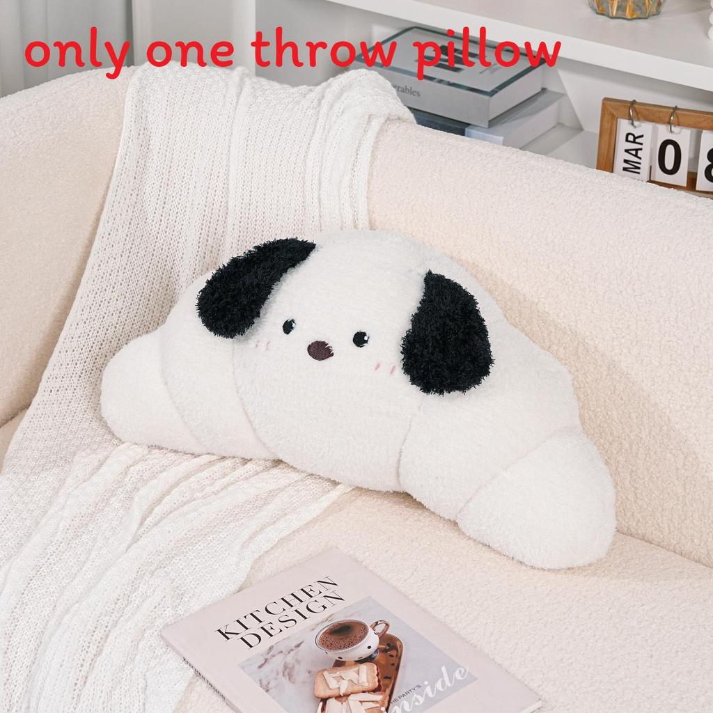 Plush Capybara And Dog Cartoon Throw Pillow With Croissant Exterior Design For Sofa Decor