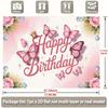 2D Crown & Butterfly Birthday Backdrop, Princess & Sweet 16 Party Decoration
