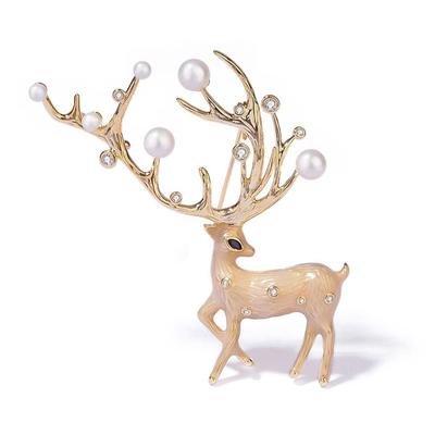 Deer Brooch High-End Femininity Pearl Corsage Exquisite Niche Design Pin Suit Accessories