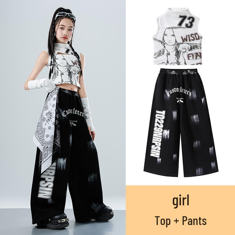 Trendy Girls' Jazz & Hip Hop Dance Crop Top Performance Costume