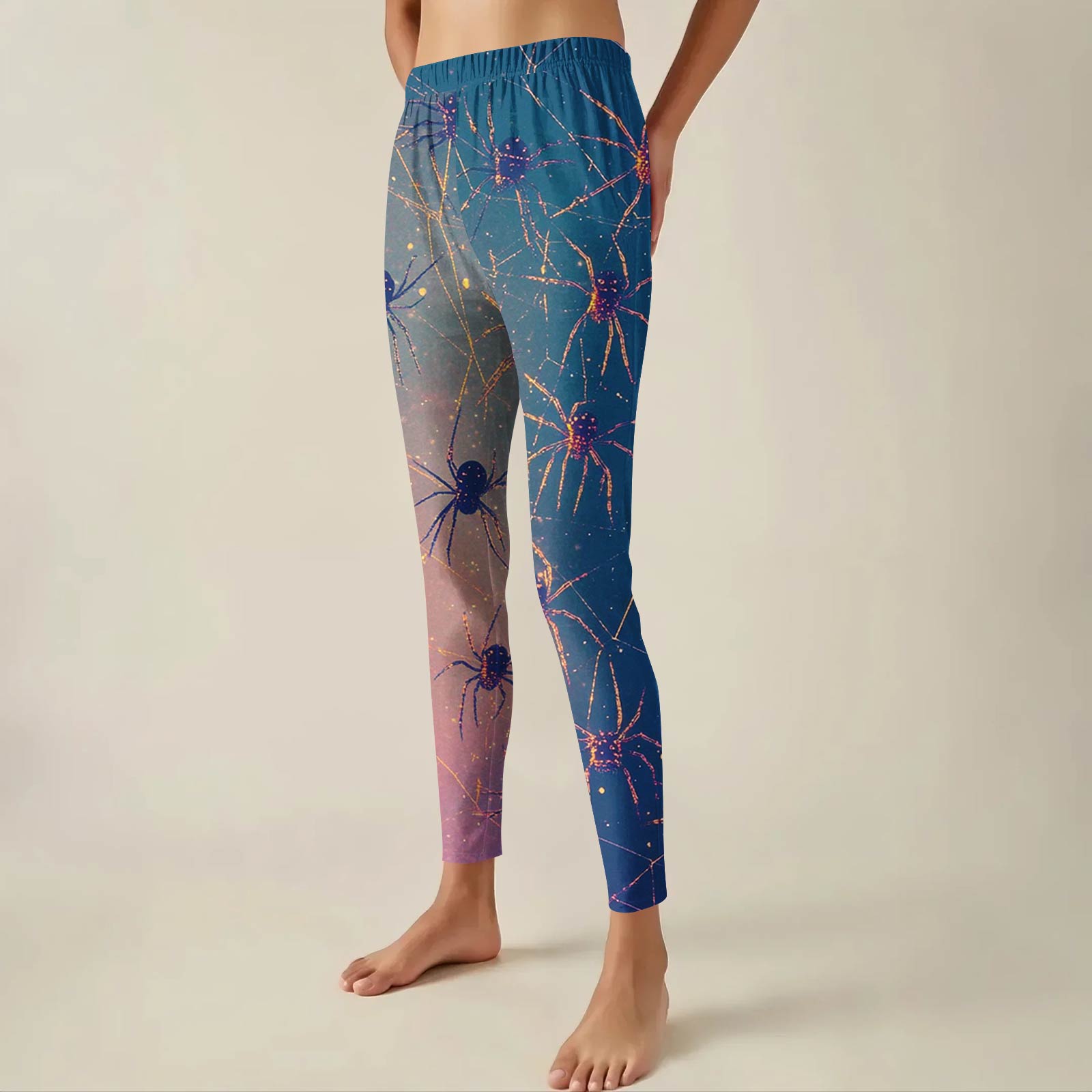 

Женские брюки с эластичным мягким низом и принтом Хэллоуина, повседневные домашние спальные брюки S синий