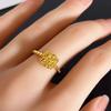 24K Gold Color Branch Leaf Rings For Women Adjustable Open Ring Non Tarnish Wedding Band Trendy Jewelry Accessories Gifts