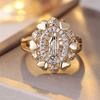 Anello Trendy Cuore d'Amore Zircone Bianco Moda Vintage Colore Oro Fedi Nuziali Anelli di Fidanzamento Per Donne Uomini Gioielli Minimalisti