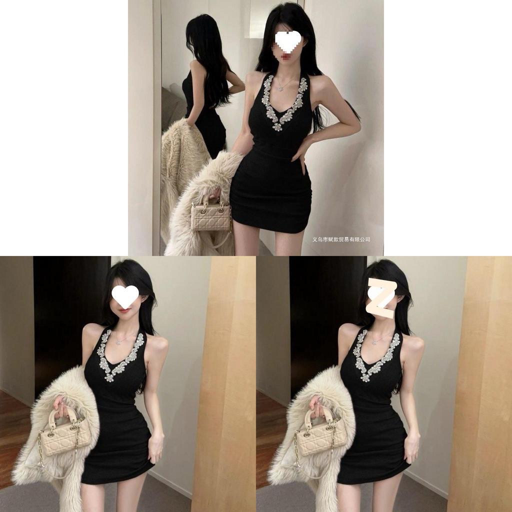 Street Style Diamond Embellished Sleeveless Dress With Turtleneck For Elegant Women