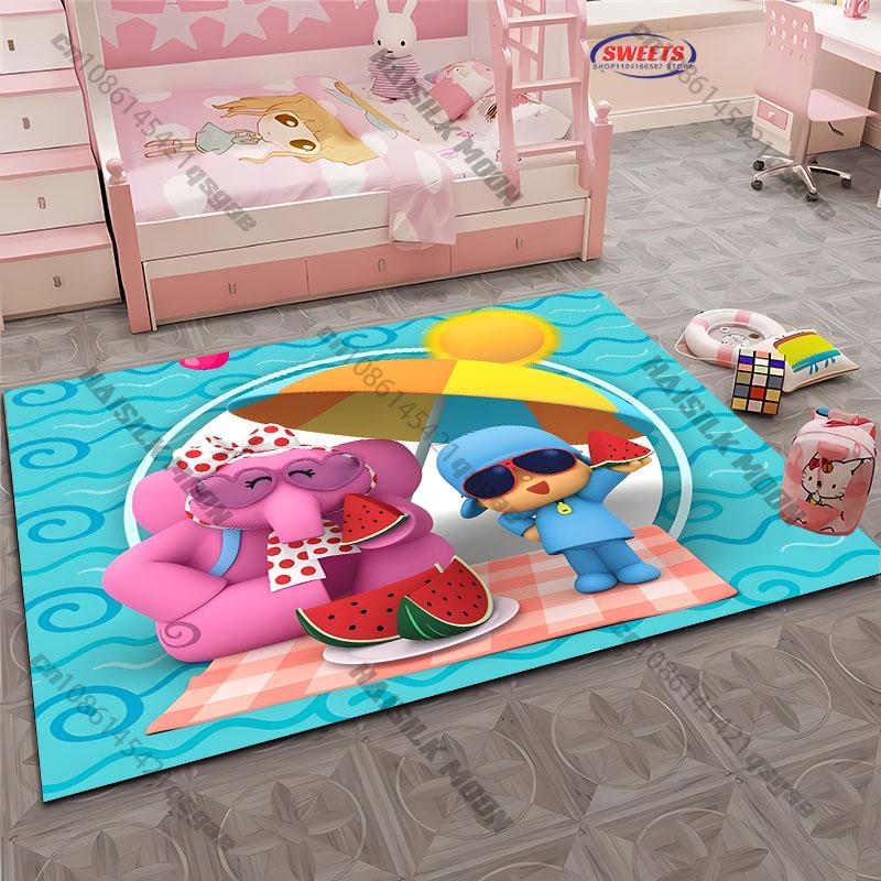 Süßer Cartoon P0c0y0 Motiv Teppich für Wohnzimmer, Schlafzimmer, Kinderzimmer, Großer rutschfester Dekorativer Teppich, Wunderbares Geschenk für die Familie