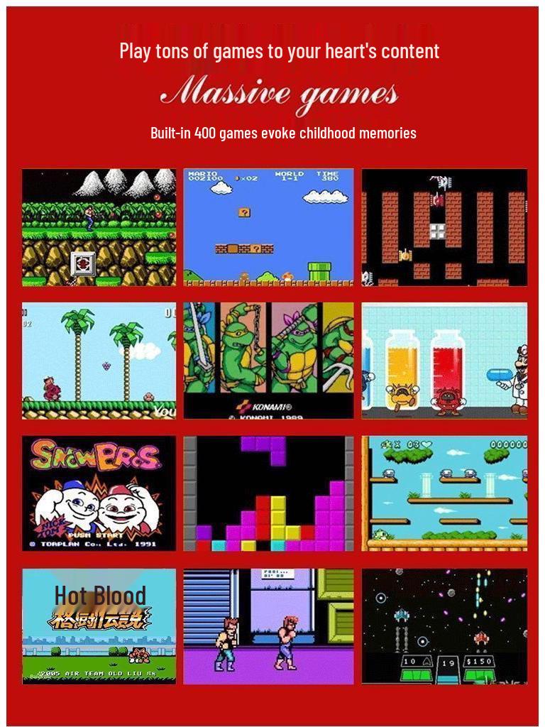 Handheld Retro Game Console SUP: Single/Double Player, 500 Classic Games, Mini, Rechargeable.